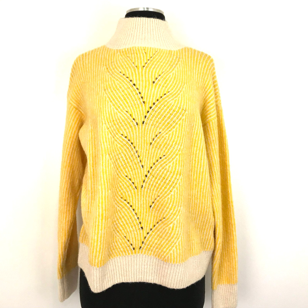 NWT FRNCH Paris Striped Mock Neck Pullover Sweater Size Small/Medium